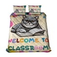 thumbnail image 1 of Welcome to British Shorthair Classroom Teacher Dog Mom Quilt Bedding Set Cat Lover Kitten Owner Gifts 1 Blanket Bed Cover 2 Pillowcases - 02015, 1 of 5
