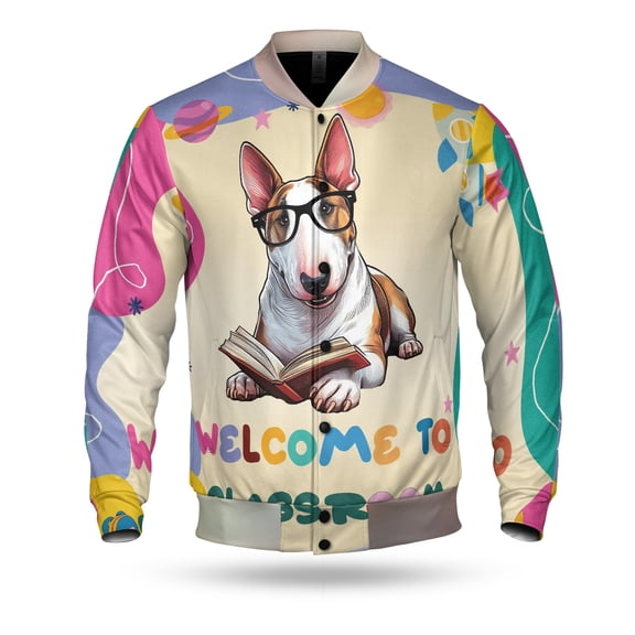 Welcome to Bull Terrier Classroom Teacher Dog Mom All Over Print 3D Baseball Jacket Bully Dog Lovers Gifts Idea Bomber Jacket Softball - 02015