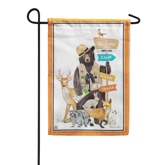 Welcome to Camp Fun Active Outdoorsman Wilderness RV Scouting Theme Outdoor Welcome Accent, 12x18 POLE NOT INCLUDED