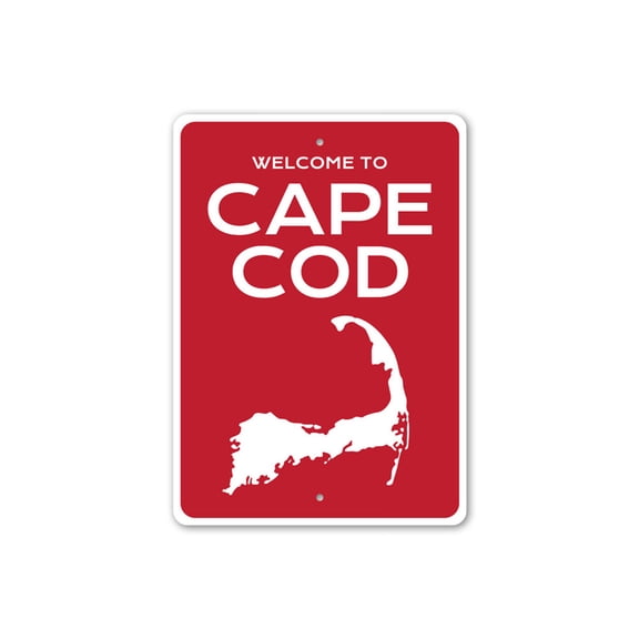 Welcome to Cape Cod, Beach Island Sign, City Limit Sign, Beach House Aluminum Metal Decor Sign - 4x18 inches