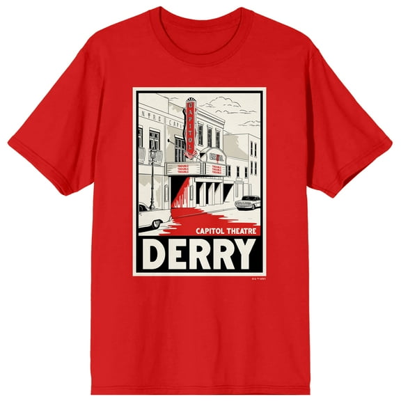 Welcome to Derry Capitol Theatre Derry Vector Graphic on Red Adult T-Shirt-XL