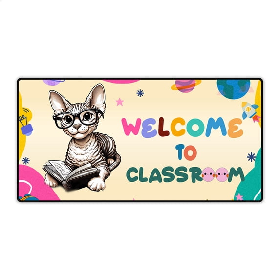 Welcome to Devon Rex Classroom Teacher Dog Mom Desk Mat Full Keyboard Mouse Pad Cat Lover Kitten Owner Gifts Large Mousepad - 02015