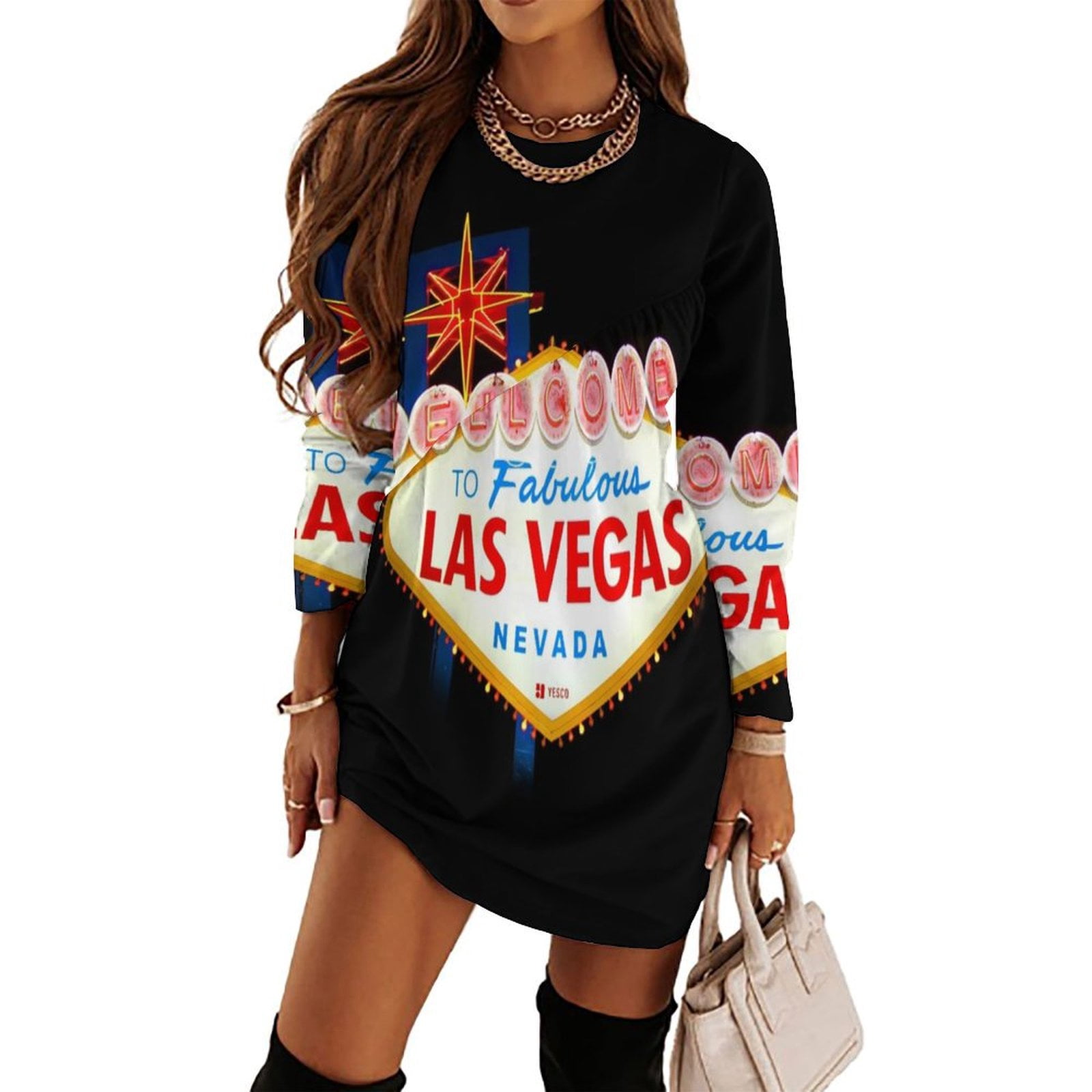 Welcome to Fabulous Las Vegas Long Sleeved Dress Female dress Party dresses  for women - Walmart.com