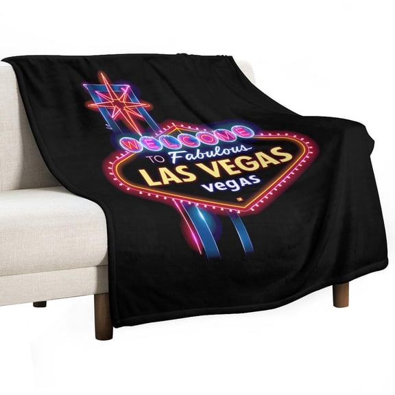 Welcome to Fabulous Las Vegas Super Soft Blanket Flannel Throw Blanket Flannel Microfiber Blankets for Couch Bed Sofa Fluffy and Warm 50"x60"
