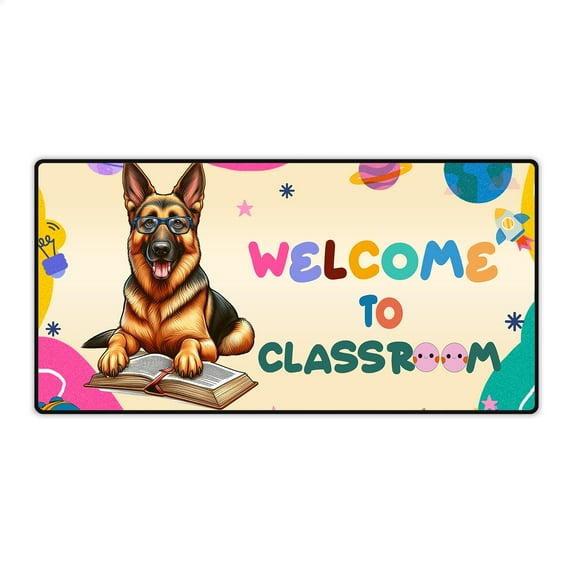 Welcome to German Shepherd Classroom Teacher Dog Mom Desk Mat Full Keyboard Mouse Pad Alsatian Dog Lover Gifts Large Mousepad - 02015
