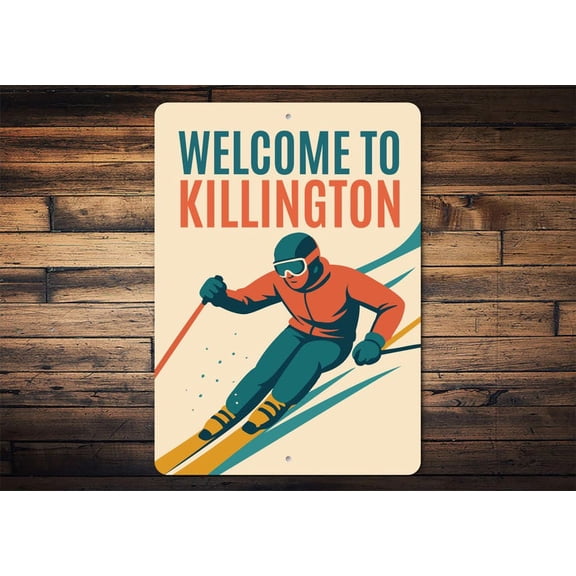 Welcome to Killington Metal Sign, Custom Ski Sign, Vermont Ski Lodge Wall Art, Retro Mountain Cabin Decor, Vintage Ski Resort Gift for Skier