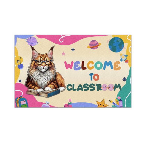 Welcome to Maine Coon Classroom Teacher Dog Mom Doormat Cat Lover Kitten Owner Gifts Indoor Outdoor Welcome Mat - 02015