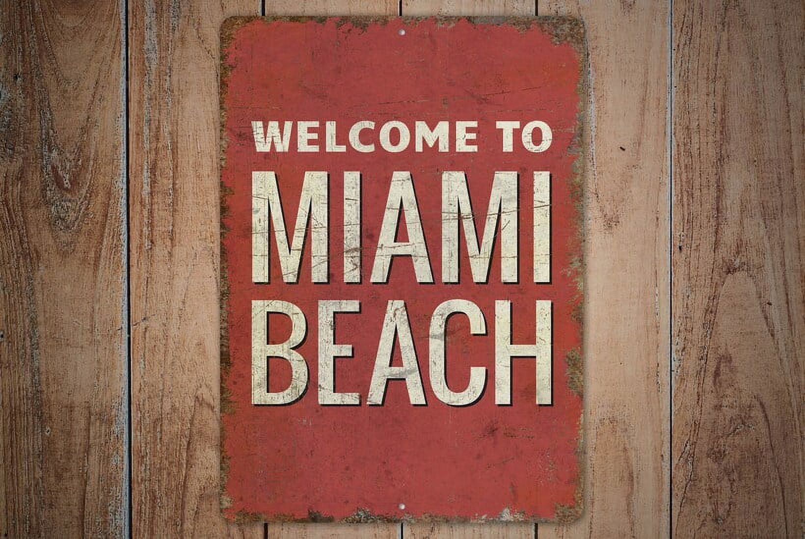 Sign 2756 Welcome to Miami Beach Miami Beach Sign Vintage Style Sign Miami Beach ...