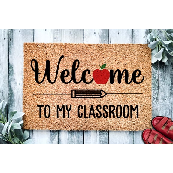 Welcome to My Classroom Door Mat | School Theme Doormat |Housewarming Gift | Front Door Mat | Closing Gift | Teacher Class Gift