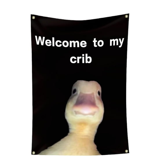 Welcome to My Crib Flag 2x3 Feet Funny Flag,Fun Tapestry Man Cave Wall Flag with Brass Grommets for College Dorm Room Decor,Outdoor,Parties