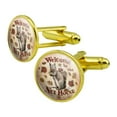thumbnail image 1 of Welcome to Nut House Crazy Round Cufflink Set Gold Color, 1 of 6