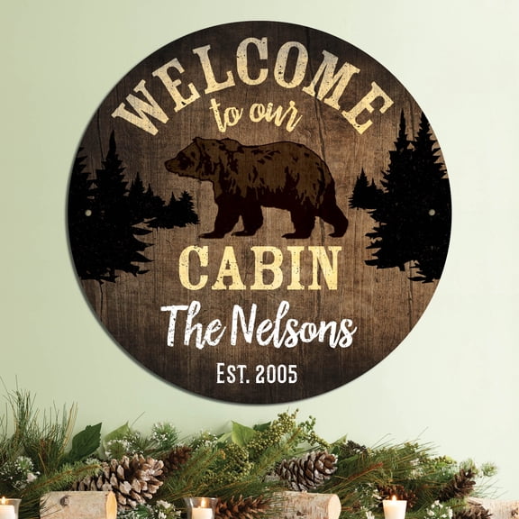 Welcome to Our Cabin Personalized Tin Sign