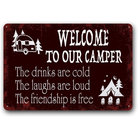 Welcome to Our Camper Decor Sign, 8x12 Inch, Rustproof Aluminum Sign