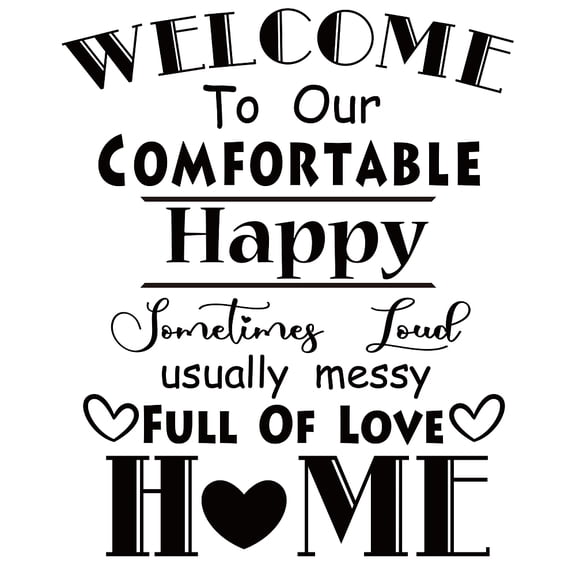 Welcome to Our Full of Love Home Sweet Family Quotes Wall Sticker Cute Vinyl Inspirational Wall Art Decals for Front Door Living Room