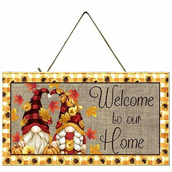 Welcome to Our Home Fall Gnomes Handmade Wood Sign