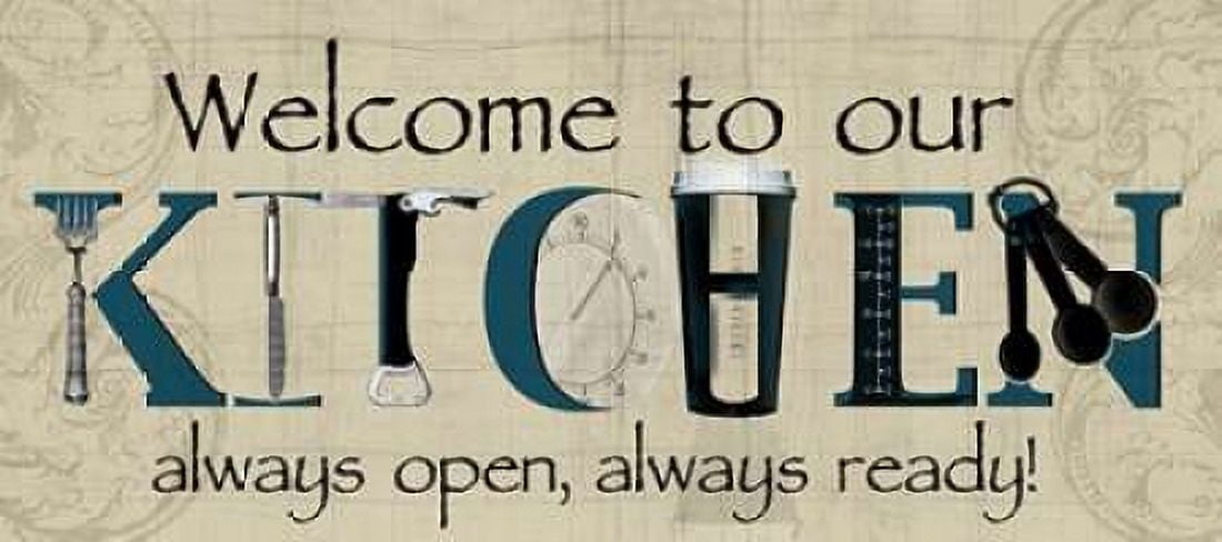 Welcome to Our Kitchen Canvas Art - Lisa Wolk (10 x 20)