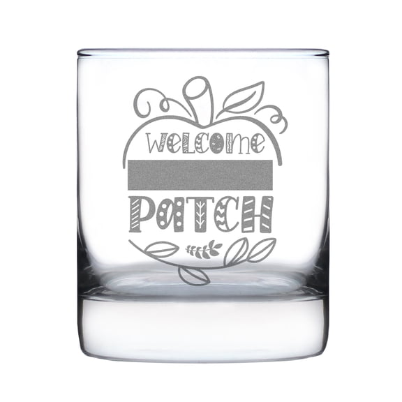 Welcome to Our Patch Hand Engraved Glass, Etched 10oz Rocks Unique Home Dcor, Gift for Family, Custom Glass