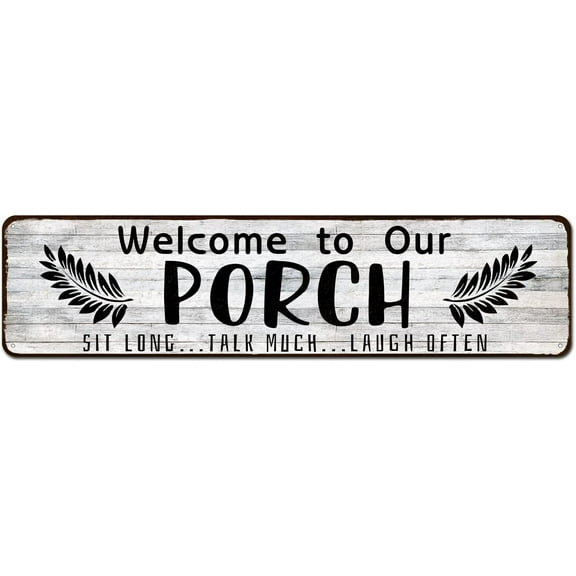 Welcome to Our Porch Sign, Aluminum Metal Wall Sign for Home, Bar, Farmhouse, 4"x16" Use Outdoor Indoor
