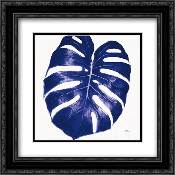 Welcome to Paradise XIII Indigo 2x Matted 20x20 Black Ornate Framed Art Print by Penner, Janelle