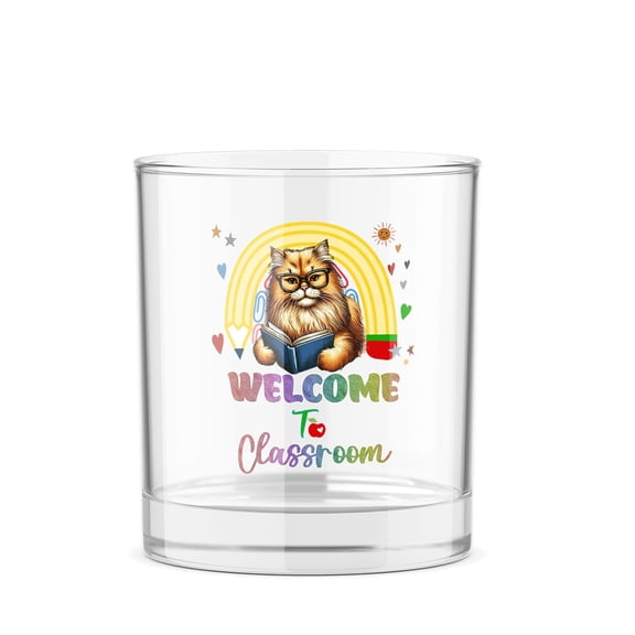 Welcome to Persian Classroom Teacher Dog Mom 11oz Whiskey Glass Mug Cat Lover Kitten Owner Gifts Whiskey Cocktail Glasses Cup - 02015