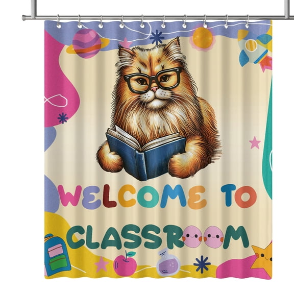 Welcome to Persian Classroom Teacher Dog Mom Shower Curtain Cat Lover Kitten Owner Gifts Waterproof Bathroom Bathtub Curtain - 02015