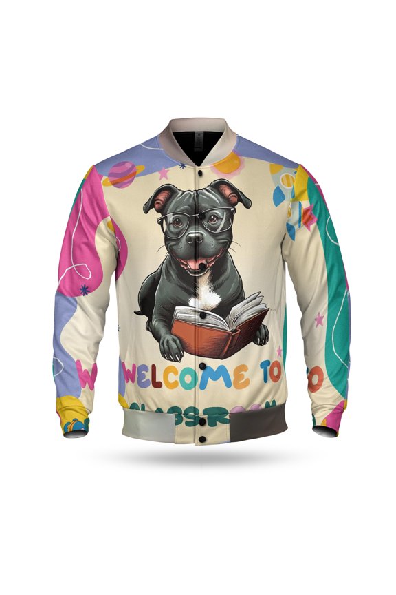 Welcome to Pitbull Classroom Teacher Dog Mom All Over Print 3D Baseball Jacket Terrier Dog Lover Bomber Jacket Softball - 02015