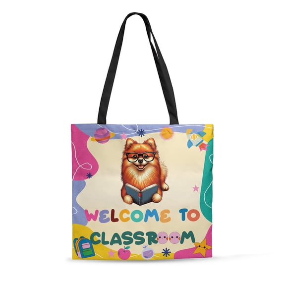 Welcome to Pomeranian Classroom Teacher Dog Mom All Over Print 3D Canvas Tote Bag Pom Dog Lover Gifts Reusable Handbag - 02015