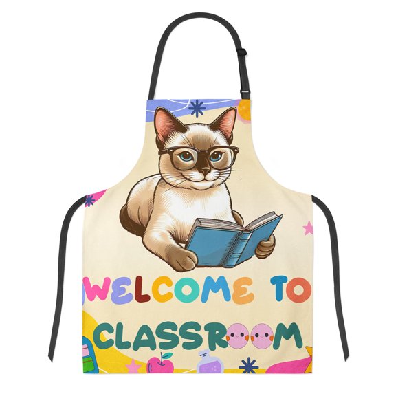 Welcome to Siamese Classroom Teacher Dog Mom Apron Cat Lover Kitten Owner Gifts for Cooking Grilling Baking Painting Gardening - 02015