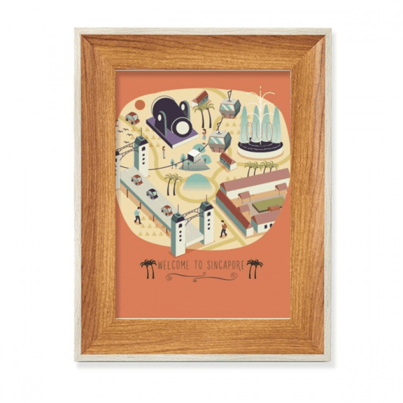 Welcome to Singapore Landmarks Desktop Wooden Photo Frame Display Picture Art Painting Multiple Sets