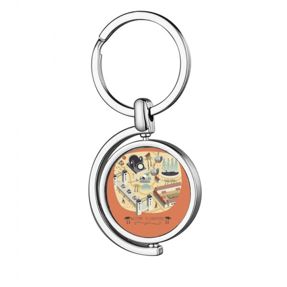 Welcome to Singapore Landmarks Rotating Keychain Metal Keyring Holder