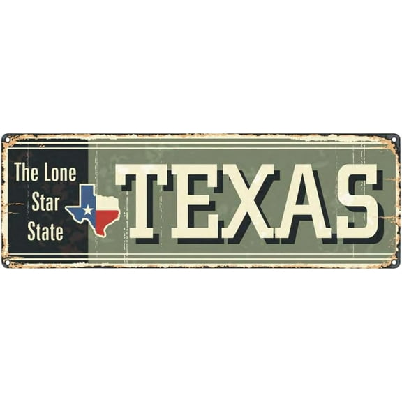 Welcome to US City Metal Wall Decor TEXAS Metal Tin Sign Decorative Plaque Farmhouse Country Home Decor 4"x16"