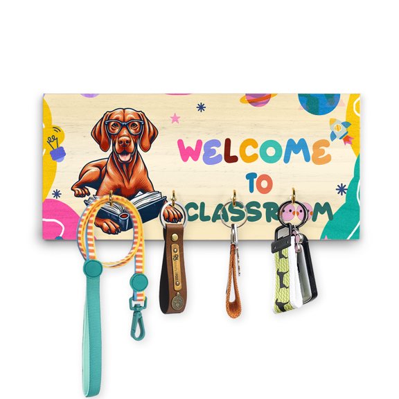 Welcome to Vizsla Classroom Teacher Dog Mom Wood Key Holder Vizslas Dog Lover Gifts Idea Wall-mounted Key Rack Home Decor - 02015