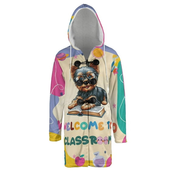 Welcome to Yorkshire Terrier Classroom Teacher Dog Mom All Over Print 3D Hooded Duffle Toggle Coat Yorkie Dog Lover Gifts - 02015