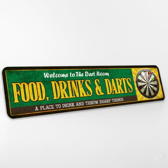 Welcome to our Dart Room Vintage Looking Metal Sign Arcade Billiards Dart Gaming Décor Retro Style Home Bar Gift 4x18 104182001002