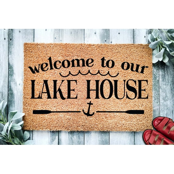 Welcome to our Lake House | Lake Boating Camping Gift | Lake House Welcome Mat | Custom Lakehouse Door Mat | Summer Doormat | Anchor Door,at