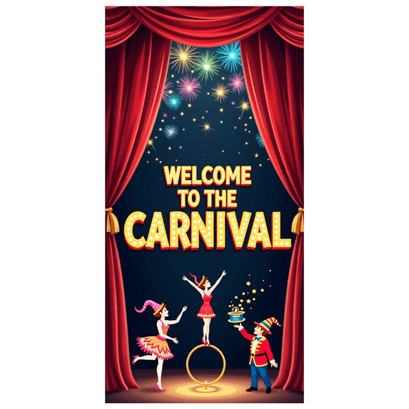 Welcome to the Carnival Banner Colorful Tent Backdrop for Party Decorations Event Supplies Photography Props Celebration Bright Background