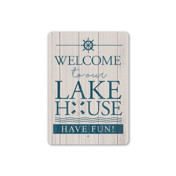 Welcome to the Lake House Aluminum Metal Decor Sign - 10x14 inches
