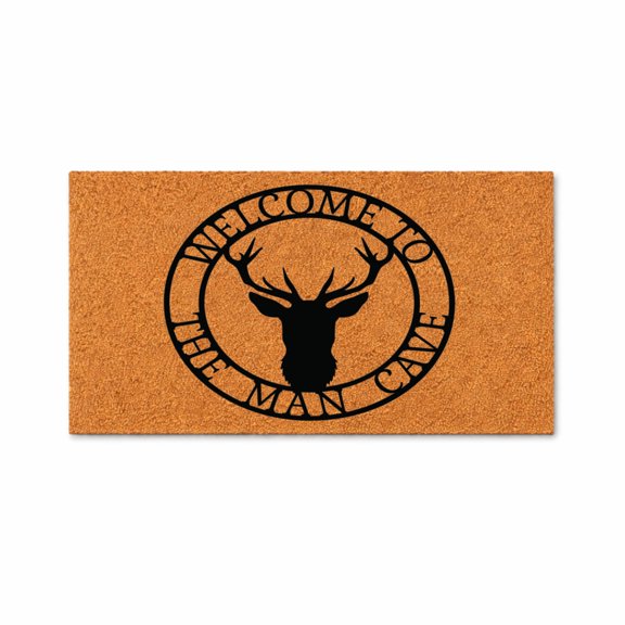 Welcome to the Man Cave Doormat, Deer Head Antlers Design, Funny Welcome Mat, Front Porch Entry Rug, Housewarming Gift 5891 (16x24 inches) 5891