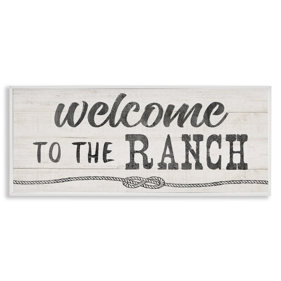 Stupell Industries Welcome to the Ranch White Framed Giclee Art, design by CAD Designs, 10 x 24