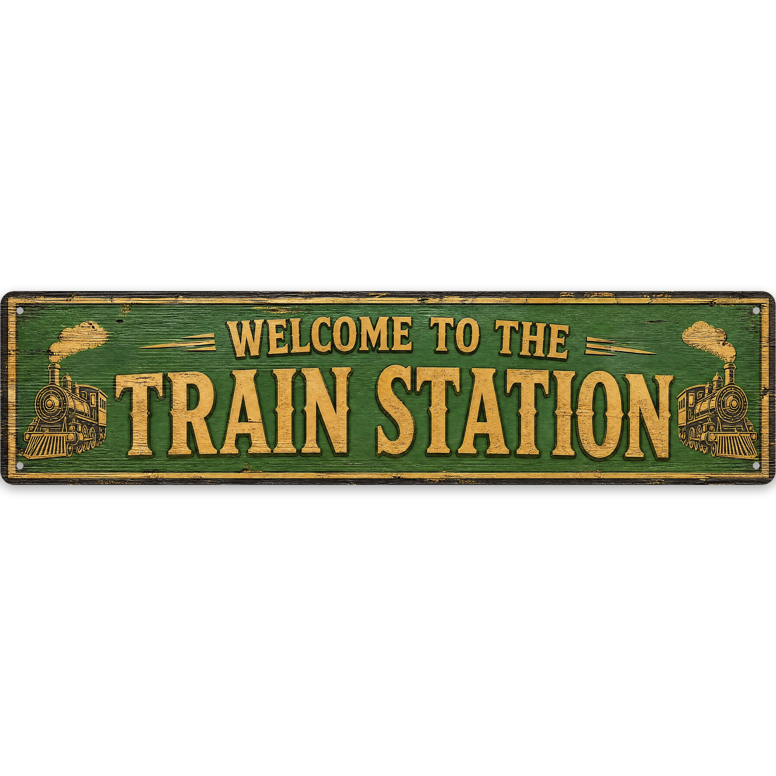 Welcome to the Train Station Metal metal sign 16x4 Inch Wall Decor ...