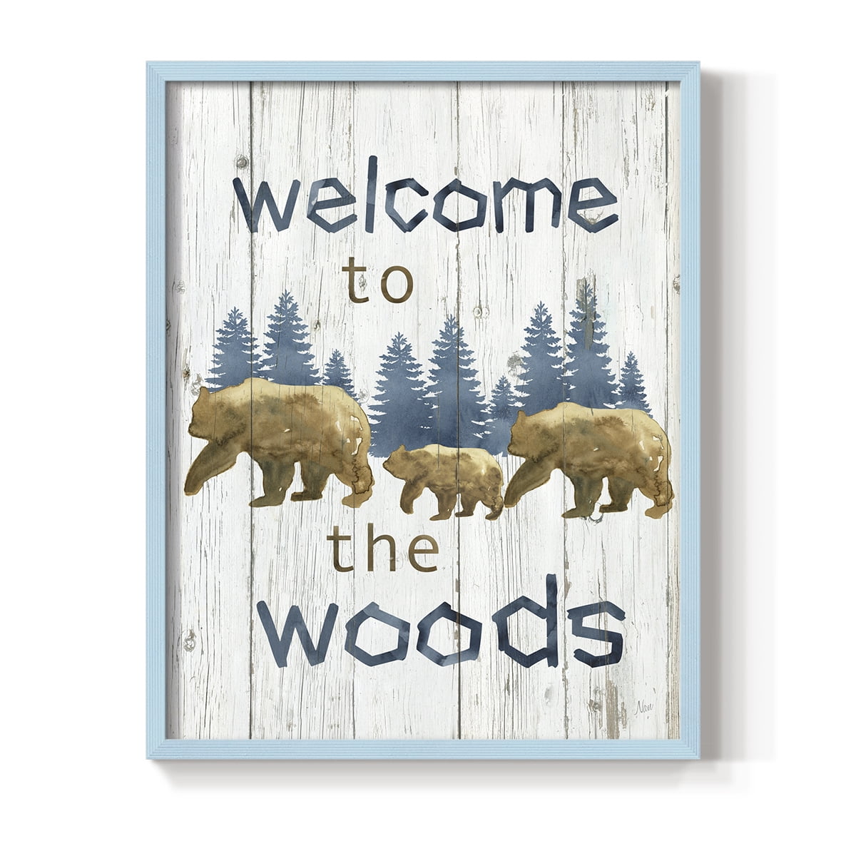 Welcome to the Woods Framed Print in Blue Solid Wood 8 x 10 Framed Print