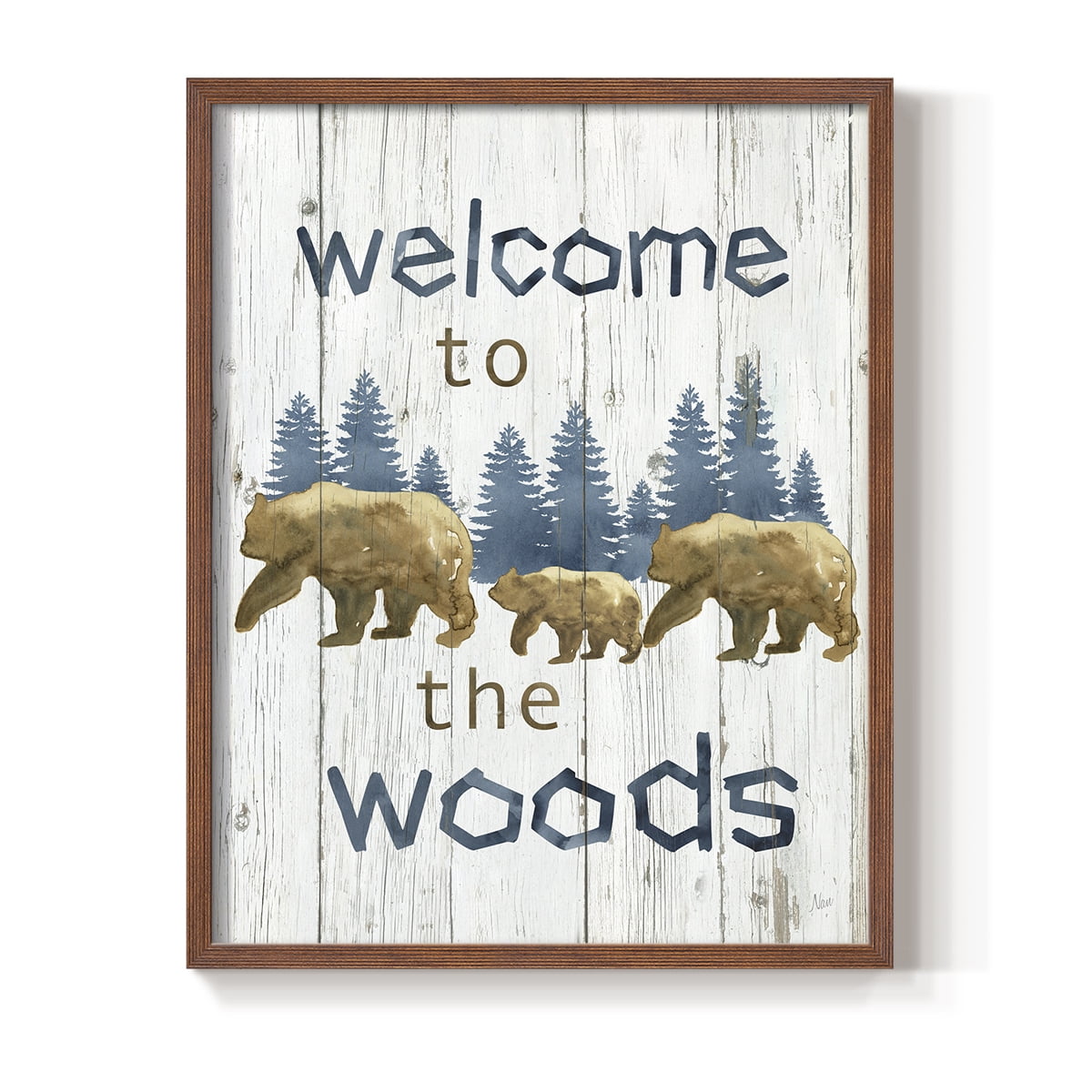 Welcome to the Woods Framed Print in Brown Solid Wood 11 x 14 Framed Print