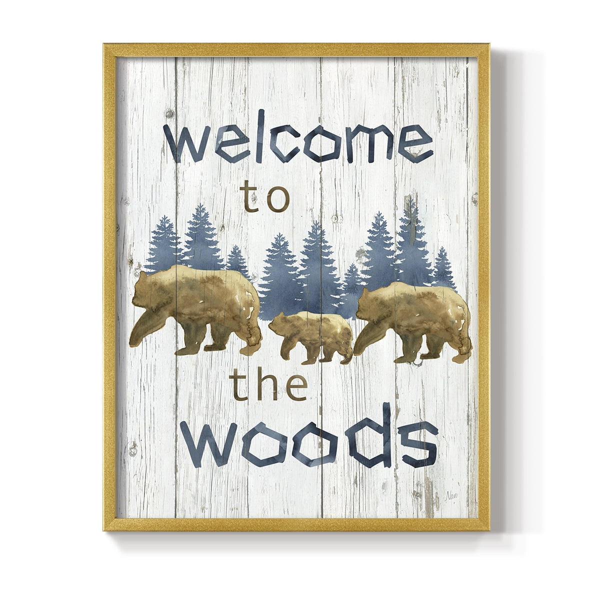 Welcome to the Woods Framed Print in Gold Solid Wood 8 x 10 Framed Print