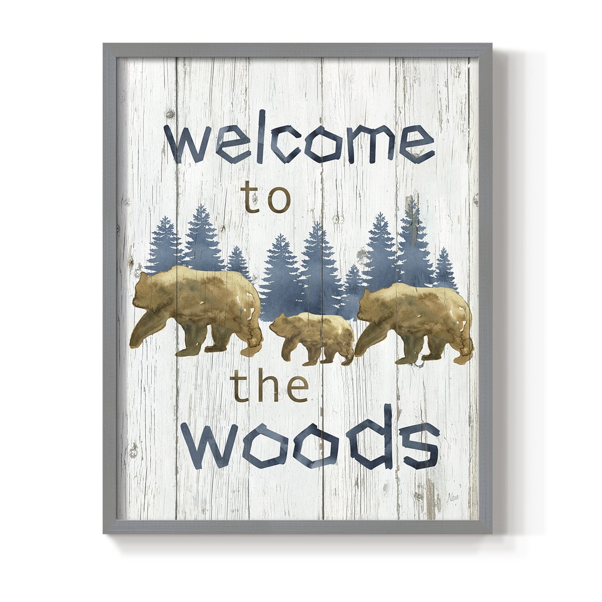 Welcome to the Woods Framed Print in Gray Solid Wood 16 x 20 Framed Print