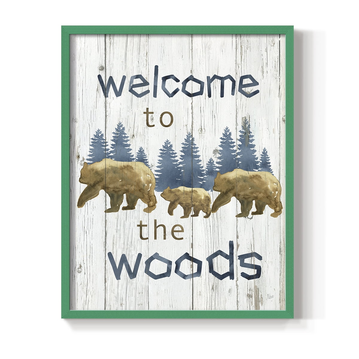 Welcome to the Woods Framed Print in Green Solid Wood 11 x 14 Framed Print