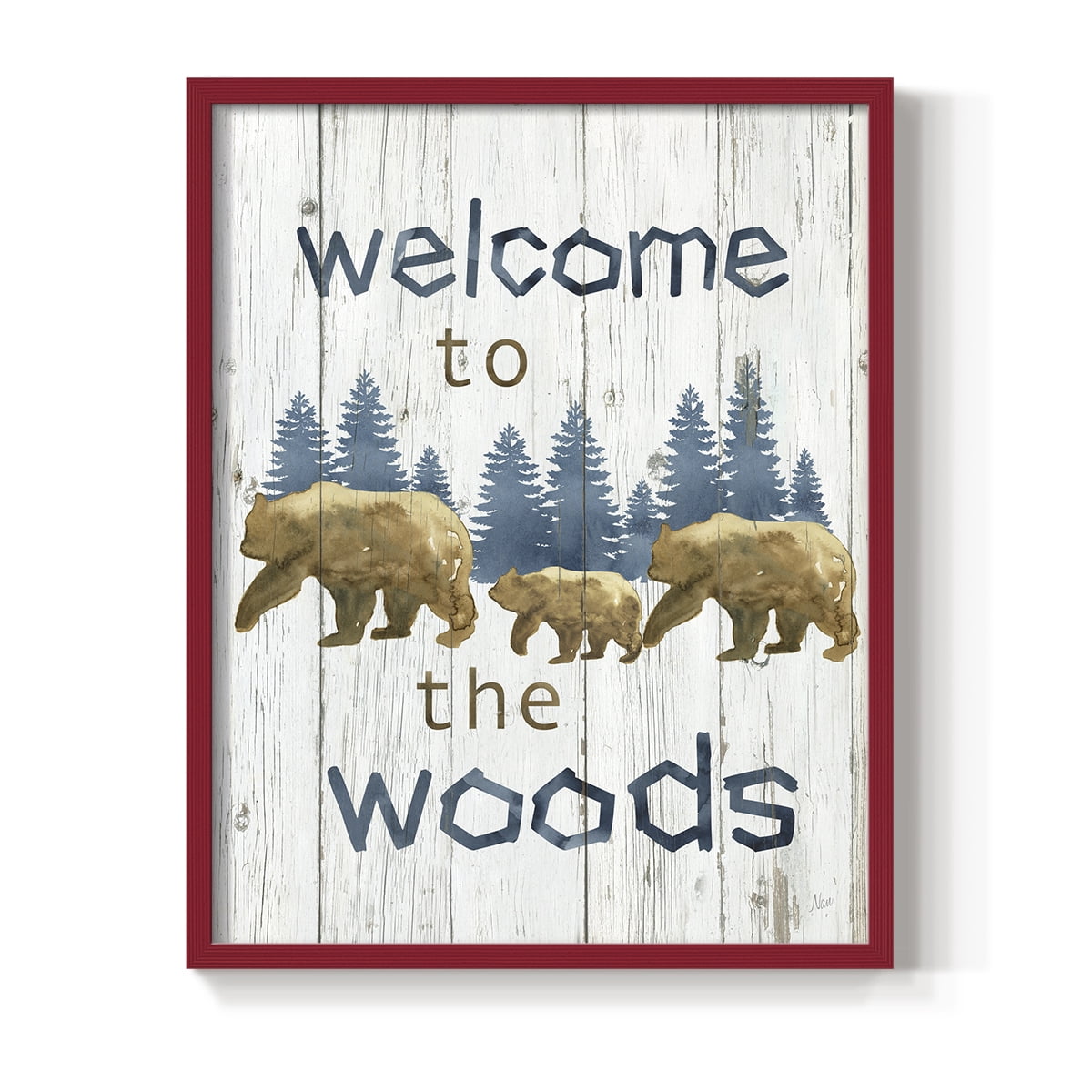 Welcome to the Woods Framed Print in Red Solid Wood 11 x 14 Framed Print