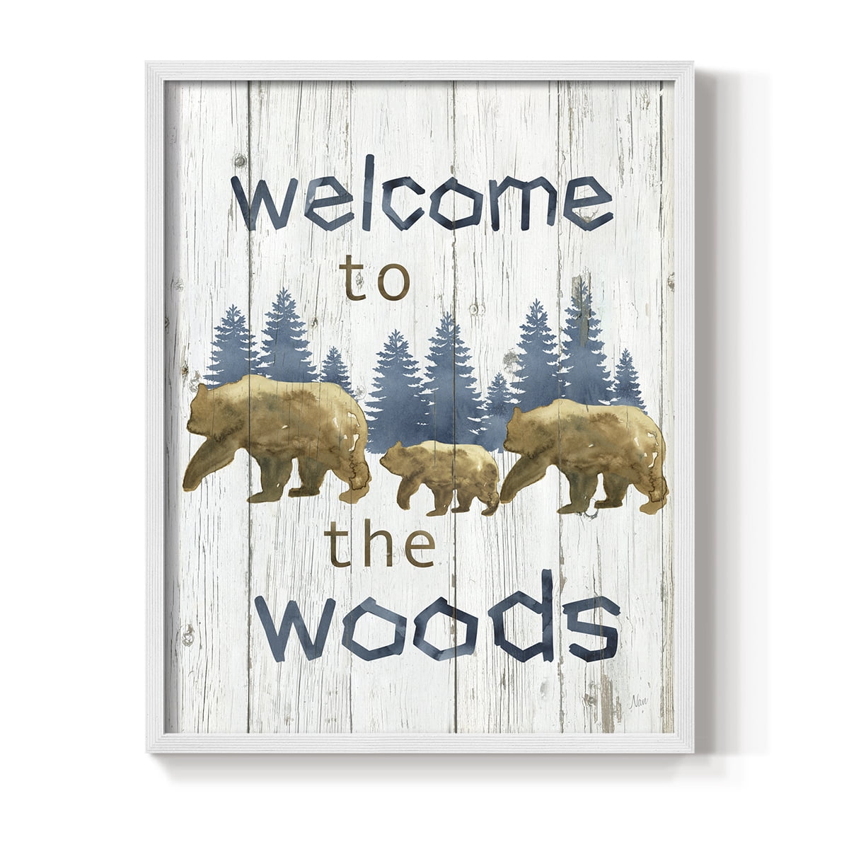Welcome to the Woods Framed Print in White Solid Wood 8 x 10 Framed Print