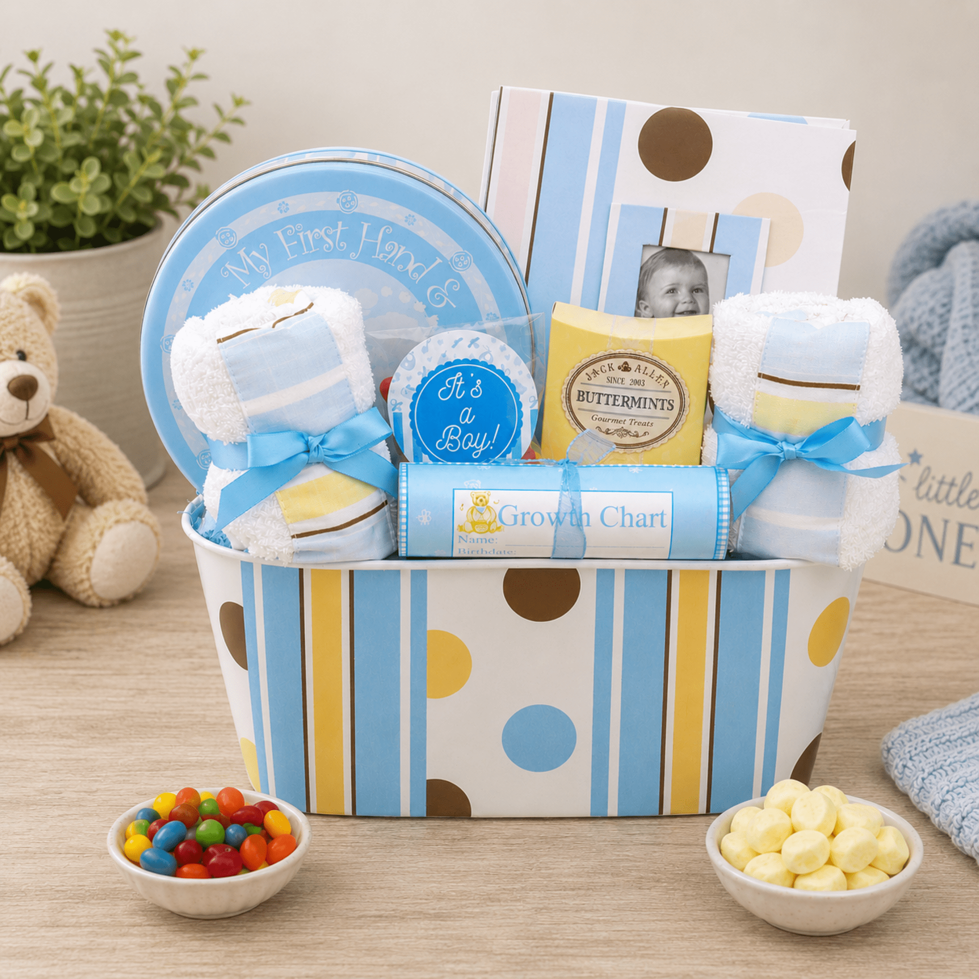 Alder Creek Gift Baskets Welcome to the World Boy Basket (7 Items)