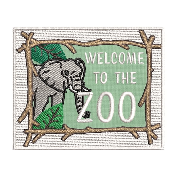 Welcome to the Zoo Elephant Embroidered DIY Iron on or Sew-on Decorative Patch Badge Emblem Appliques Pet Animal Love Zoo Aquarium Series
