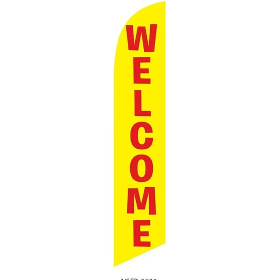 Welcome yellow Feather Banner Swooper Flag for festivals and events - NO WIND REQUIRED - Replacement FLAG ONLY